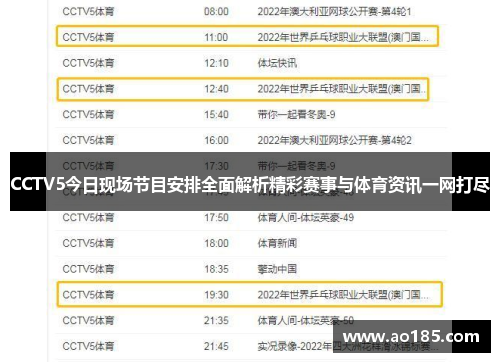 CCTV5今日现场节目安排全面解析精彩赛事与体育资讯一网打尽