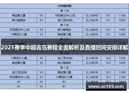 2025赛季中超青岛赛程全面解析及直播时间安排详解